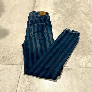 American Eagle striped denim jeggings